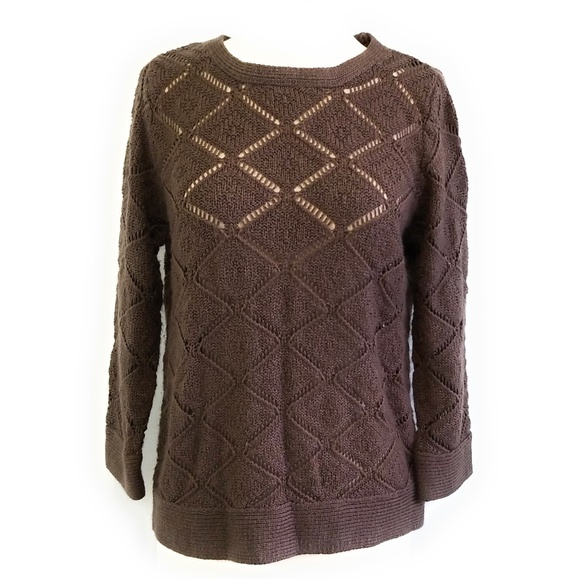 Missguided Sweaters - MISSGUIDED Brown 3/4‎ Sleeve Open Knit Sweater M